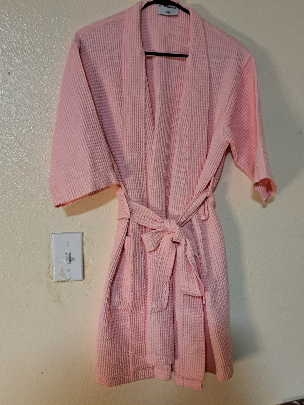 a new day Pink Waffle Kimono Robe with Self-Tie Belt